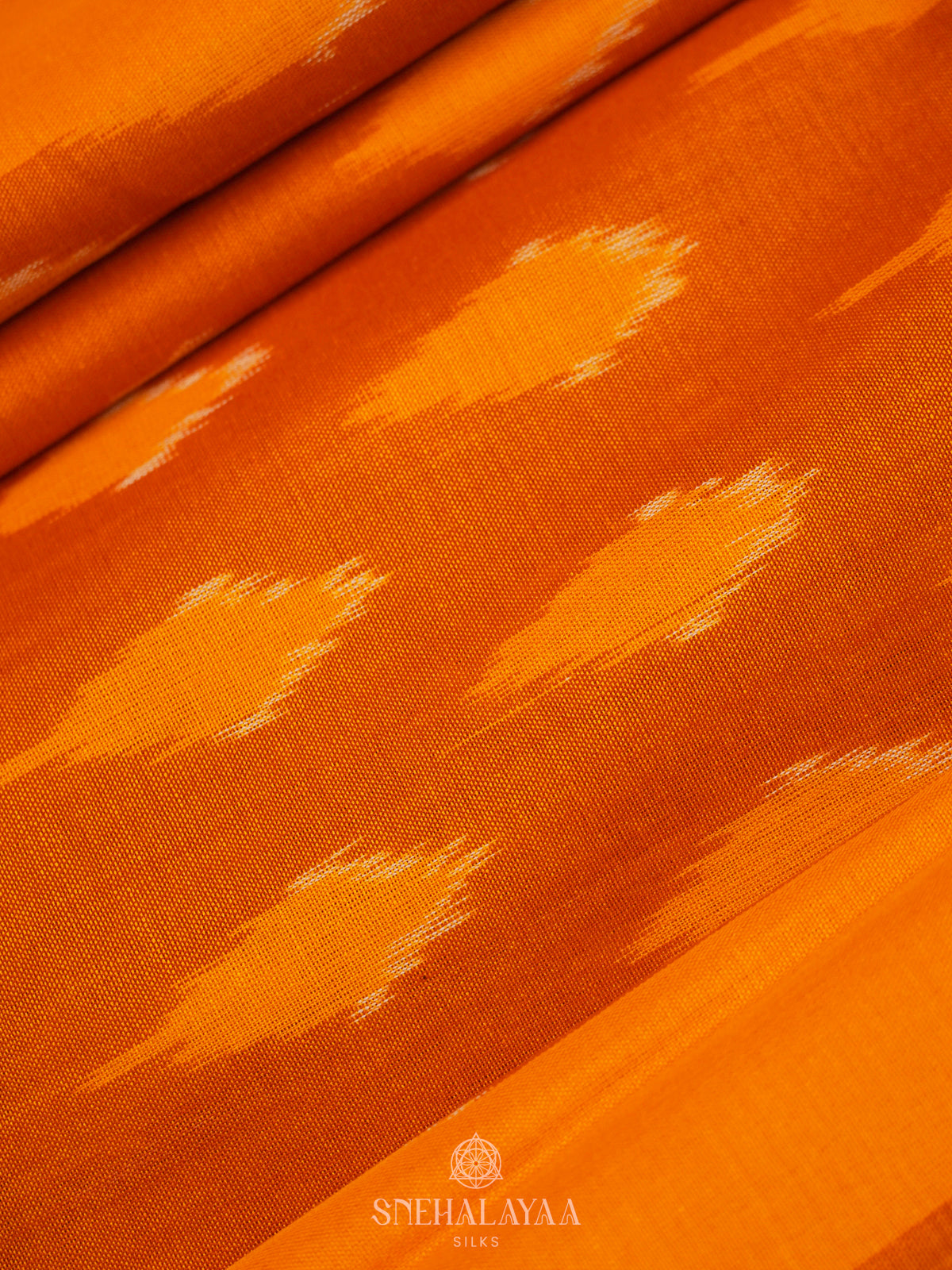 Orange Ikat Cotton Saree