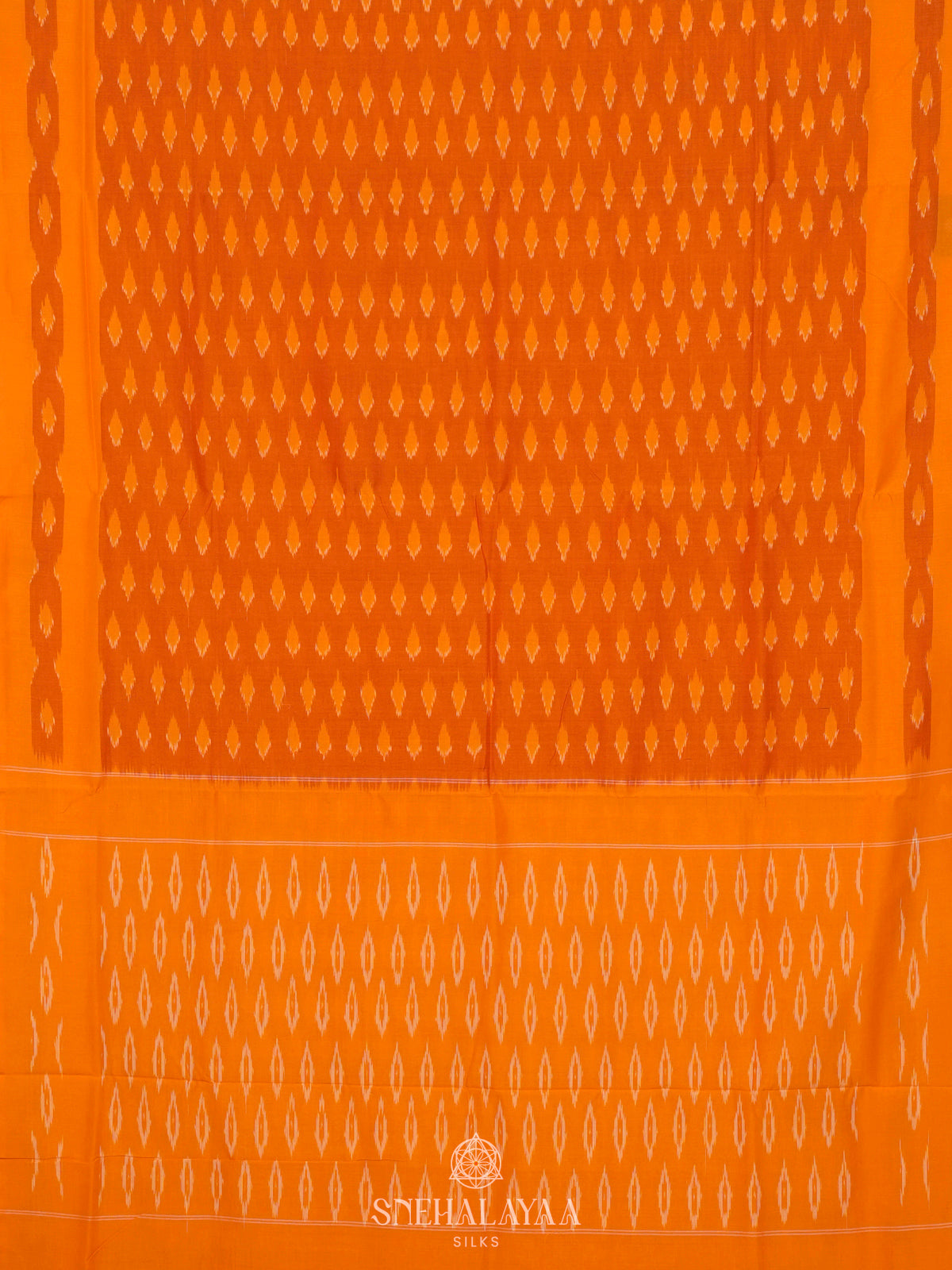 Orange Ikat Cotton Saree