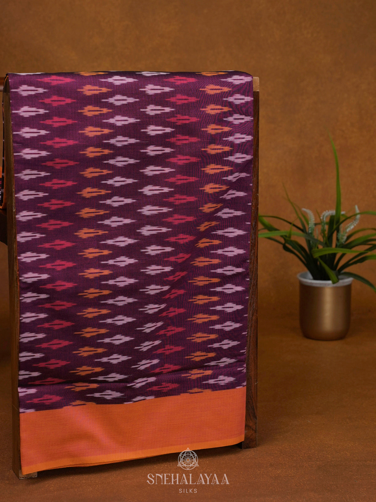 Purple Ikat Cotton Saree