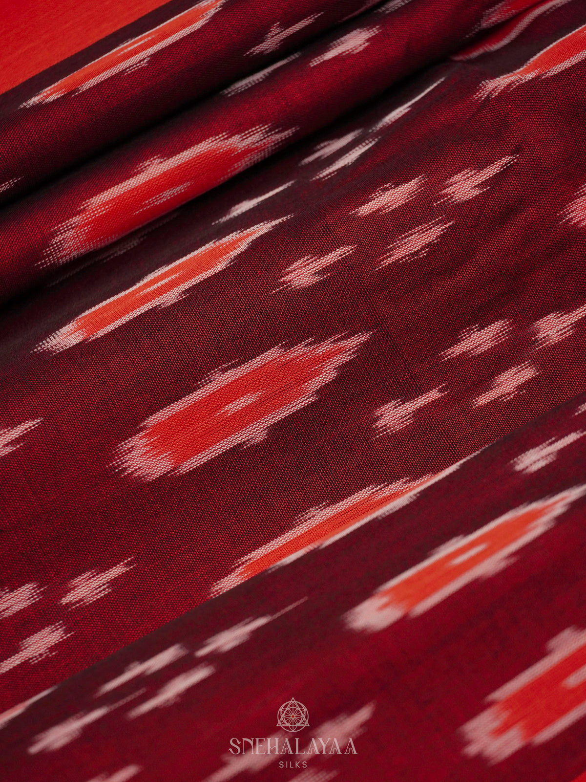 Burgundy Ikat Cotton Saree