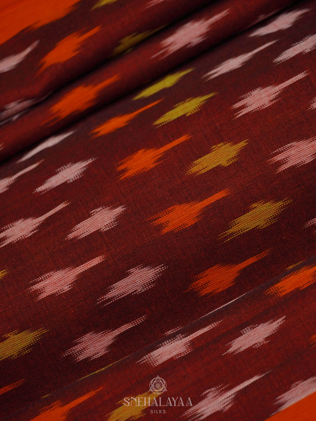 Maroon Ikat Cotton Saree