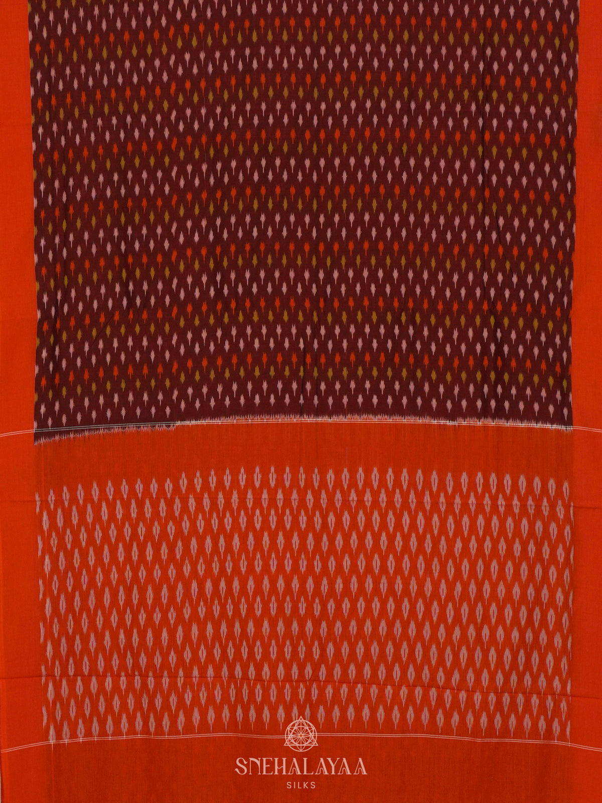 Maroon Ikat Cotton Saree