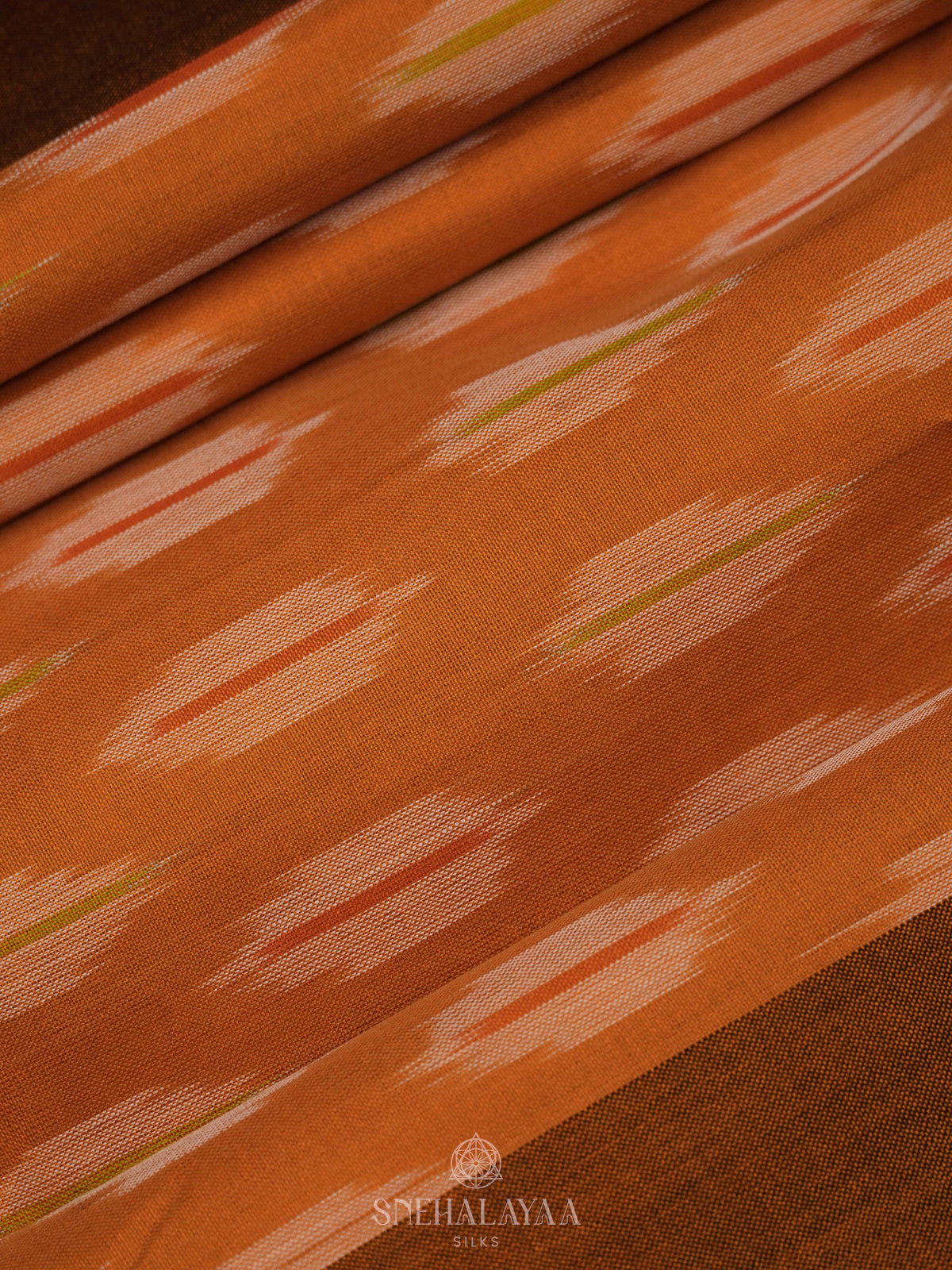 Orange Ikat Cotton Saree