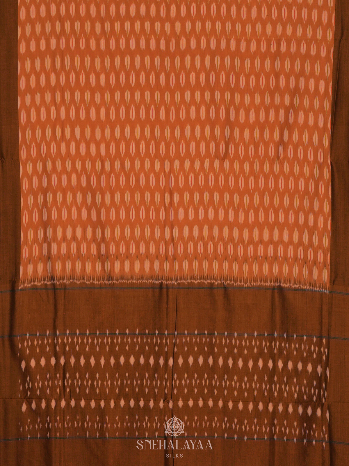 Orange Ikat Cotton Saree