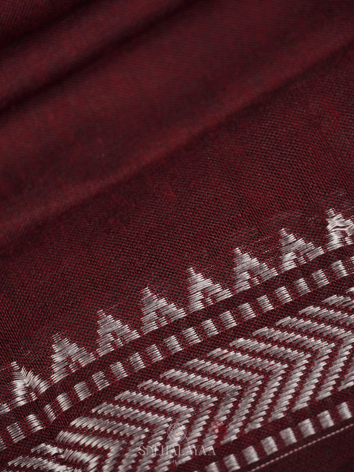 Maroon Linen Cotton Saree