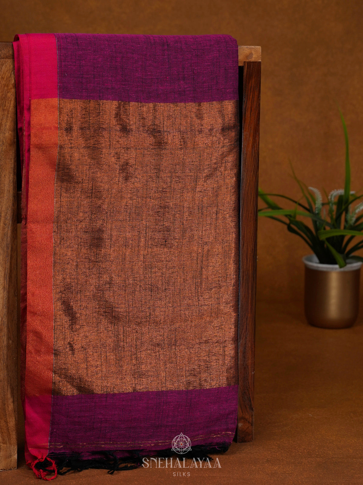 Magenta Linen Cotton Saree