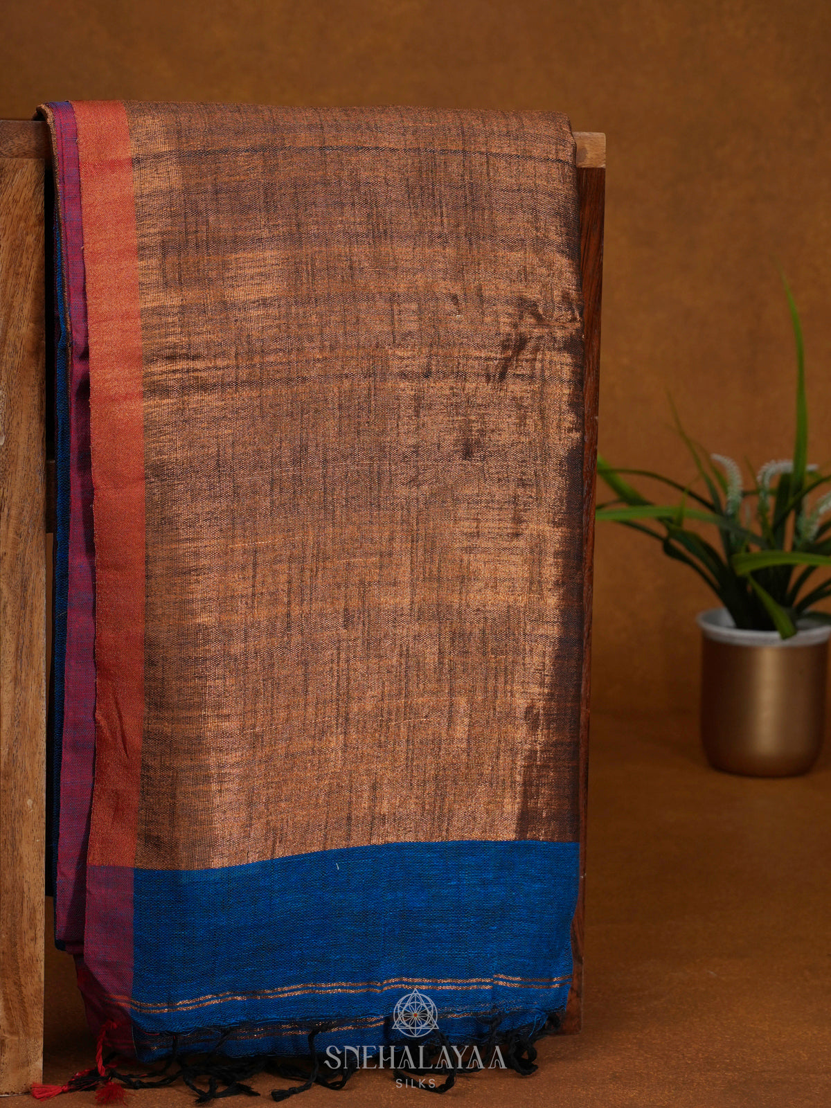 Peacock Blue Linen Cotton Saree