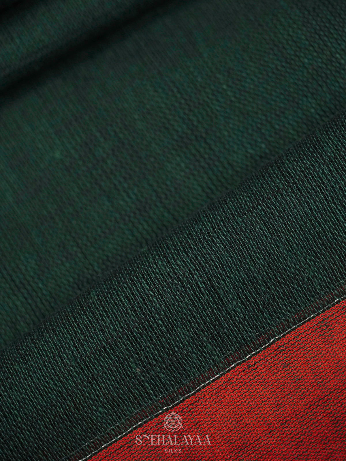 Forest Green Linen Cotton Saree