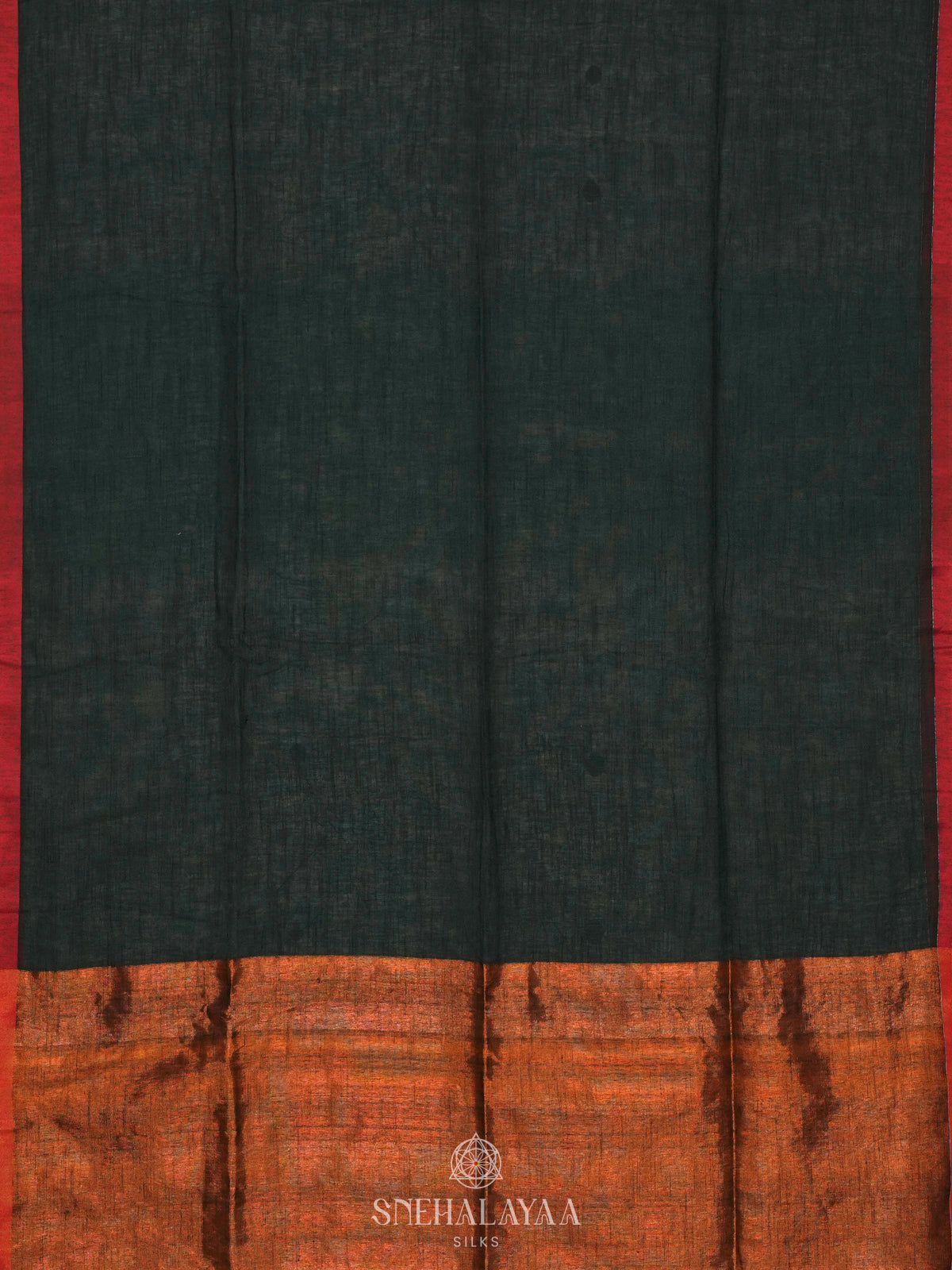 Forest Green Linen Cotton Saree