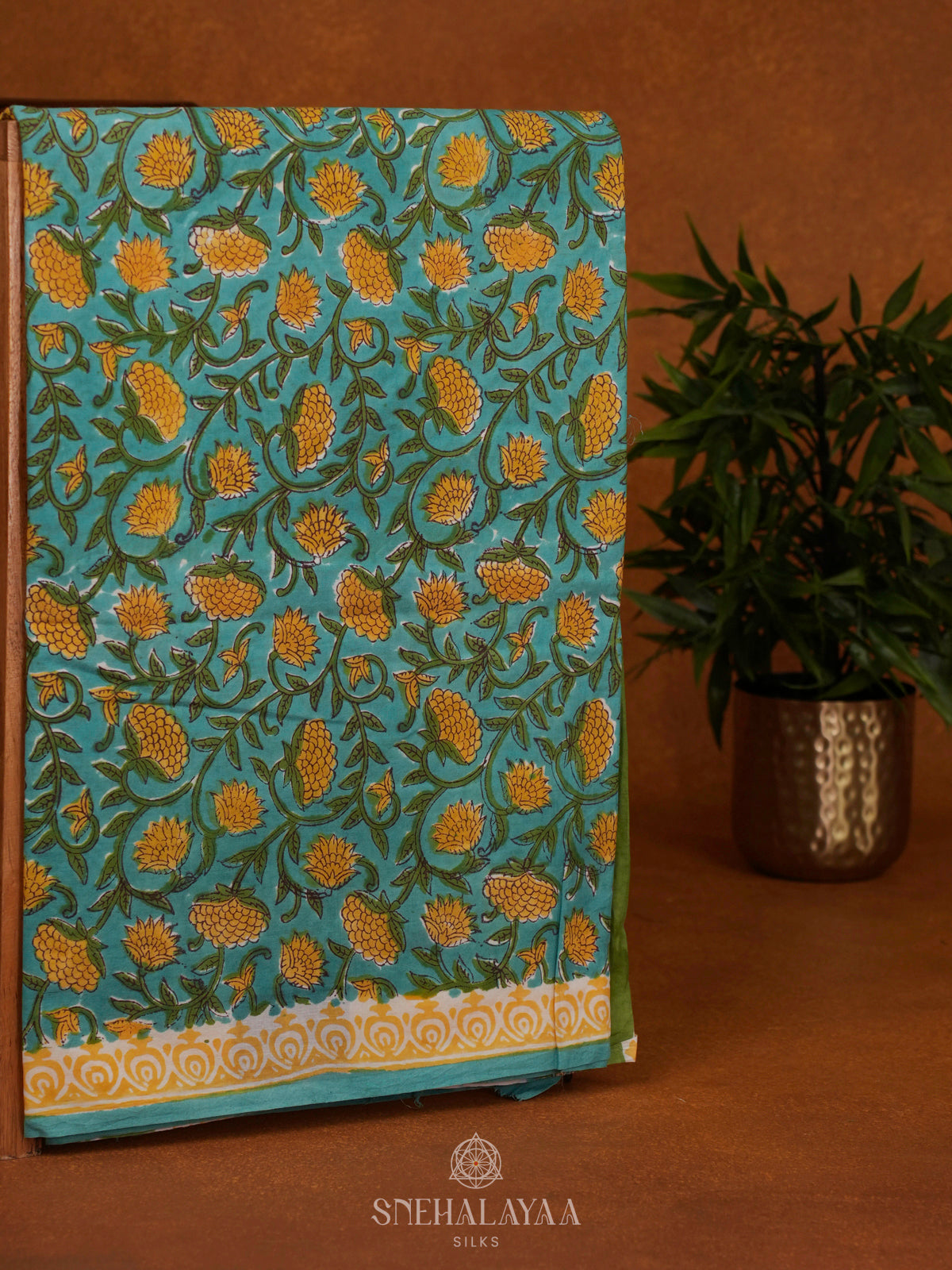 Sky Blue Jaipur Cotton Saree