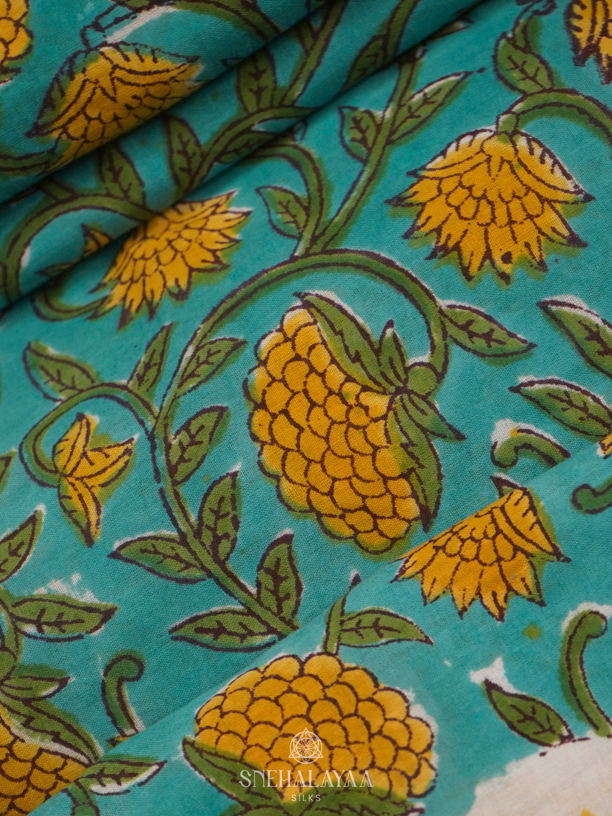 Sky Blue Jaipur Cotton Saree