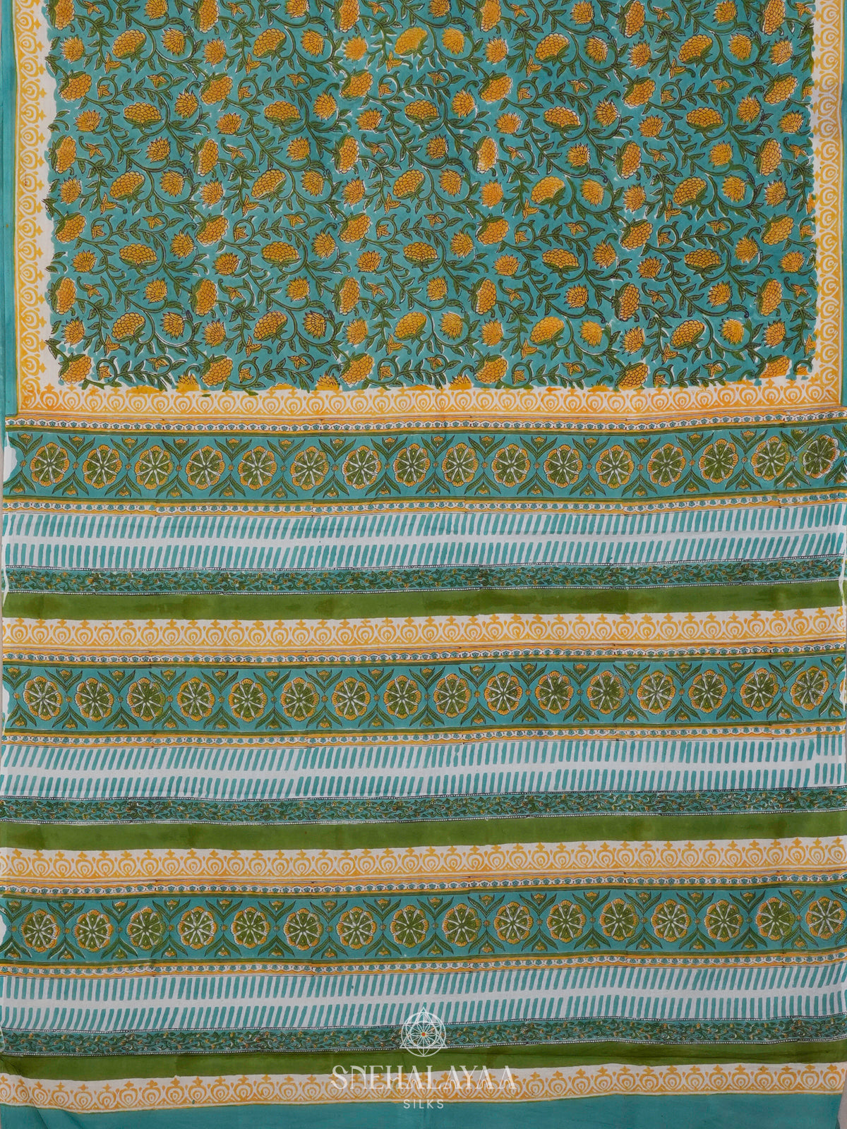 Sky Blue Jaipur Cotton Saree