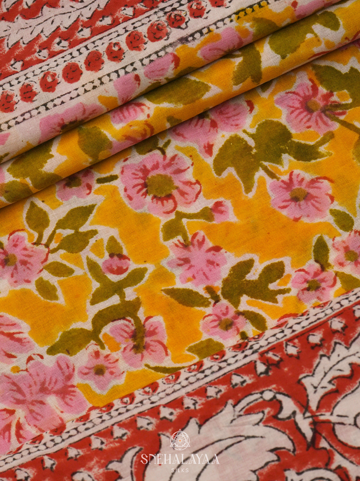 Mango Yellow Jaipur Cotton Saree