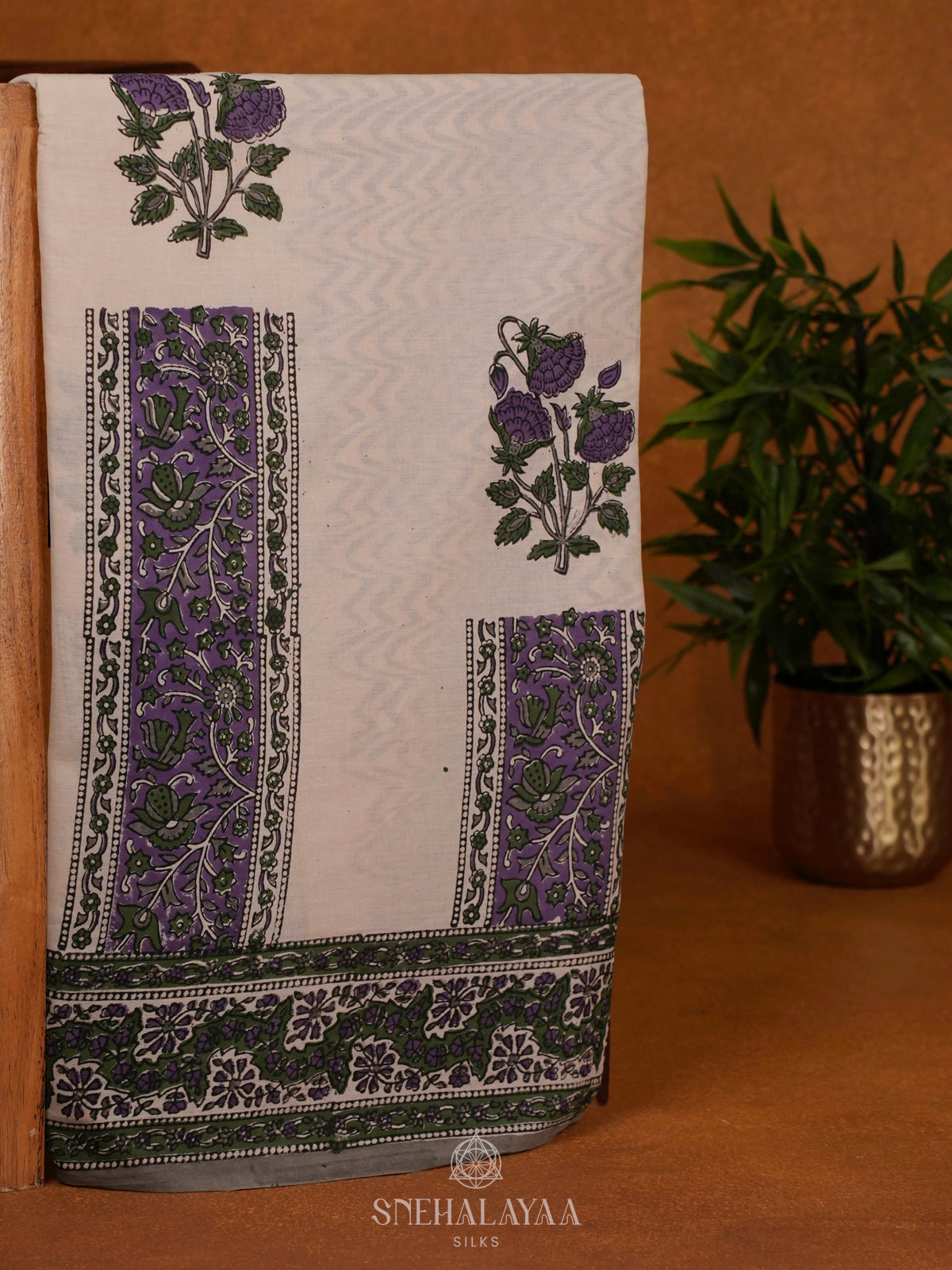 Off White Jaipur Cotton Saree