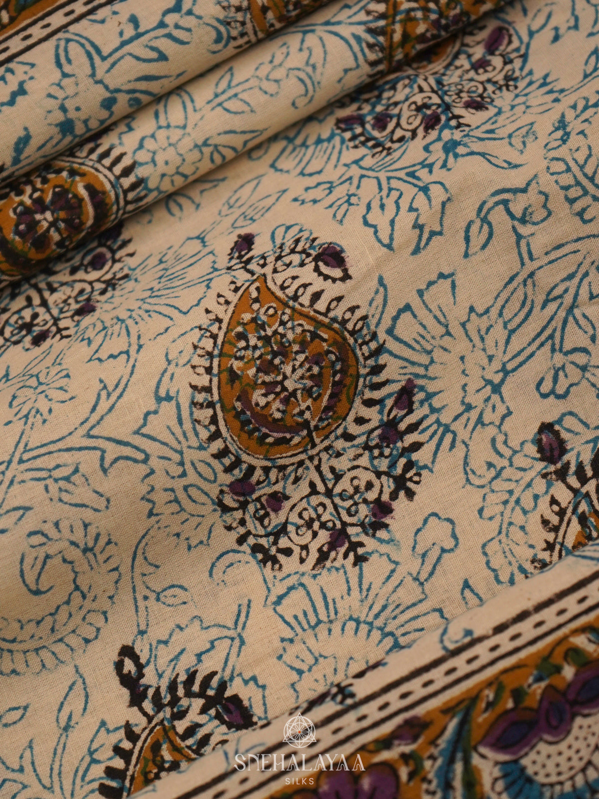 Beige Jaipur Cotton Saree