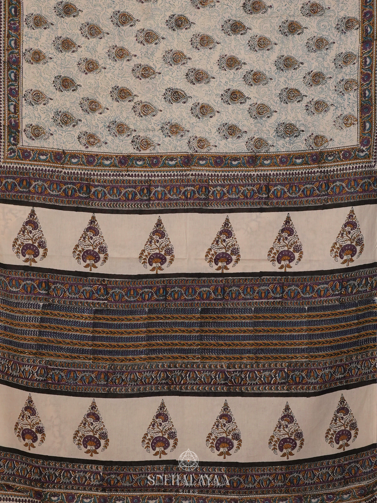 Beige Jaipur Cotton Saree