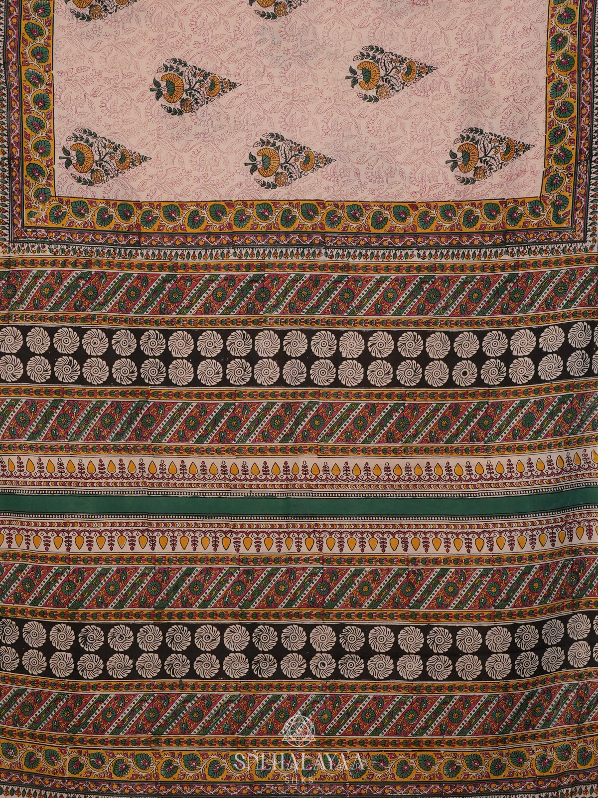 Cream Jaipur Cotton Saree