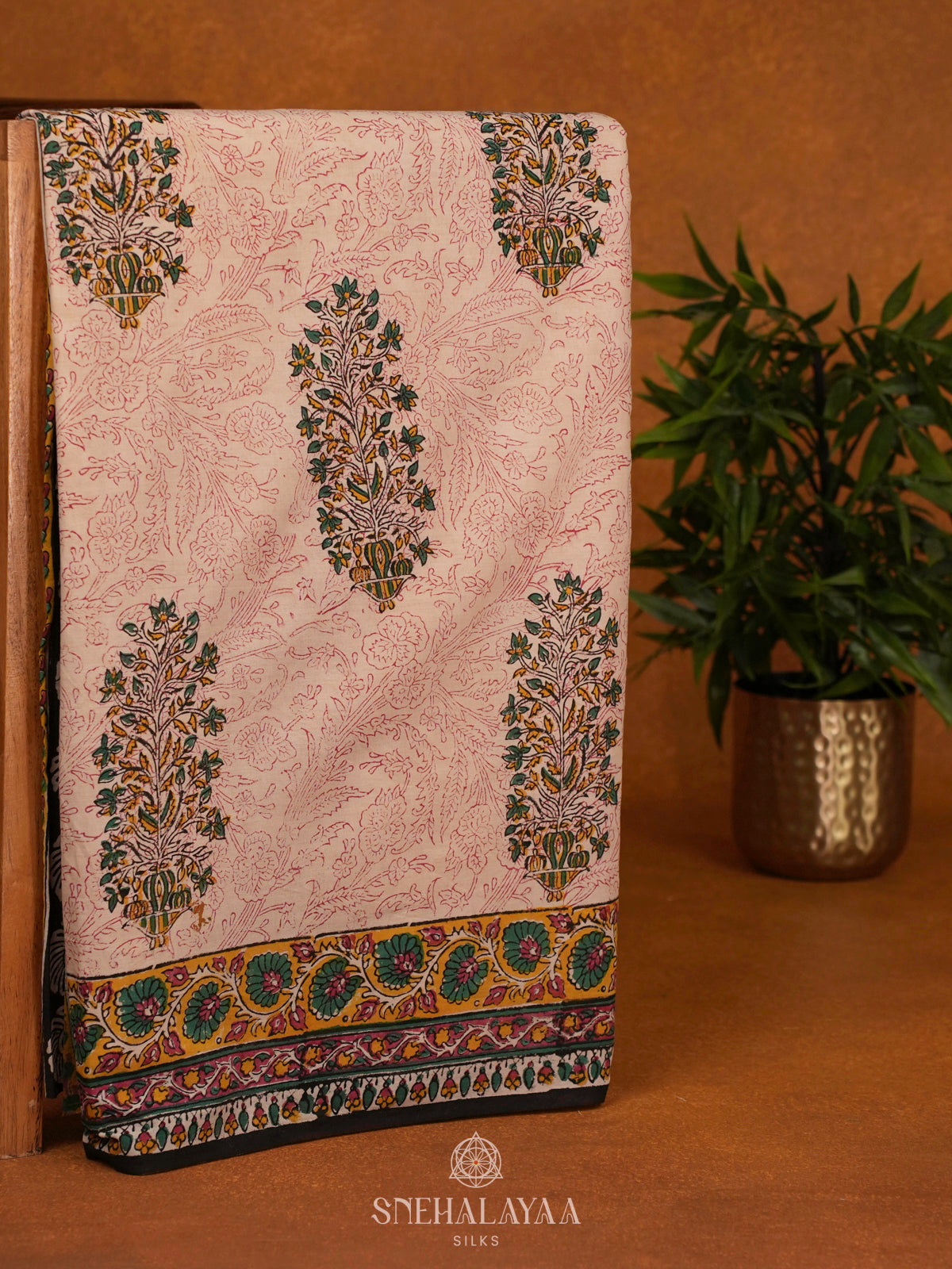 White Jaipur Cotton Saree