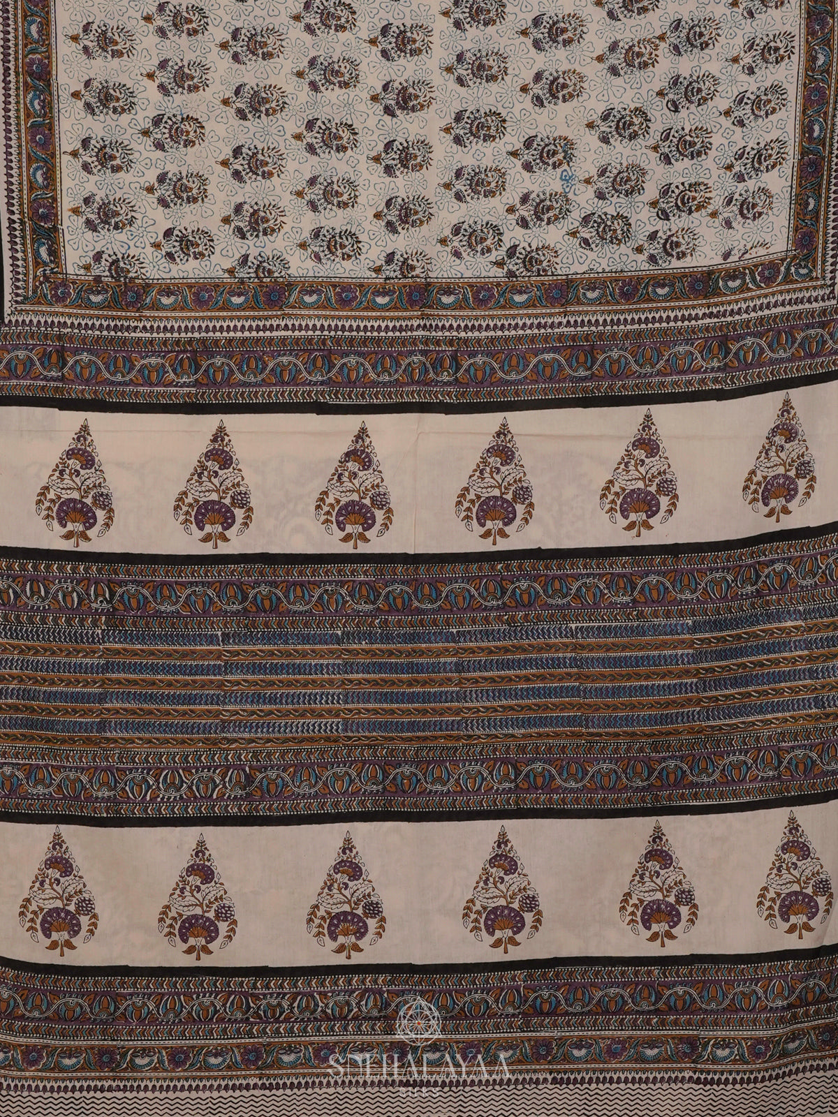 White Jaipur Cotton Saree