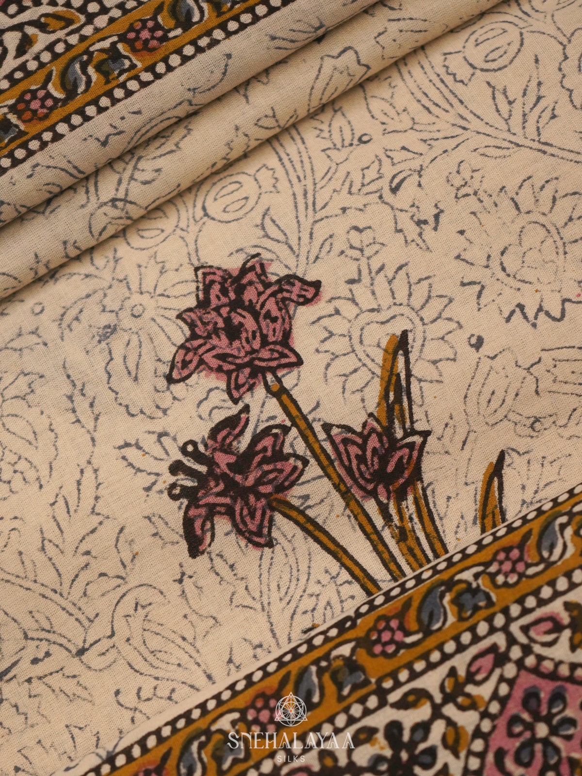 White Jaipur Cotton Saree