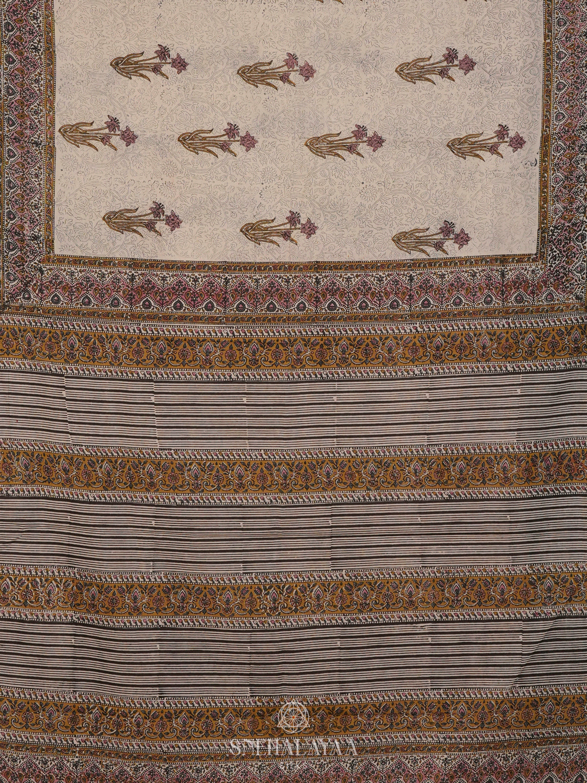 White Jaipur Cotton Saree