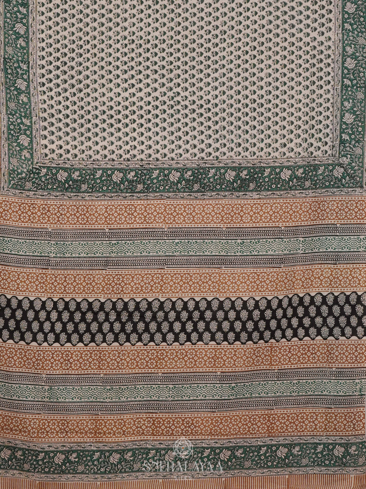 Off White Jaipur Cotton Saree