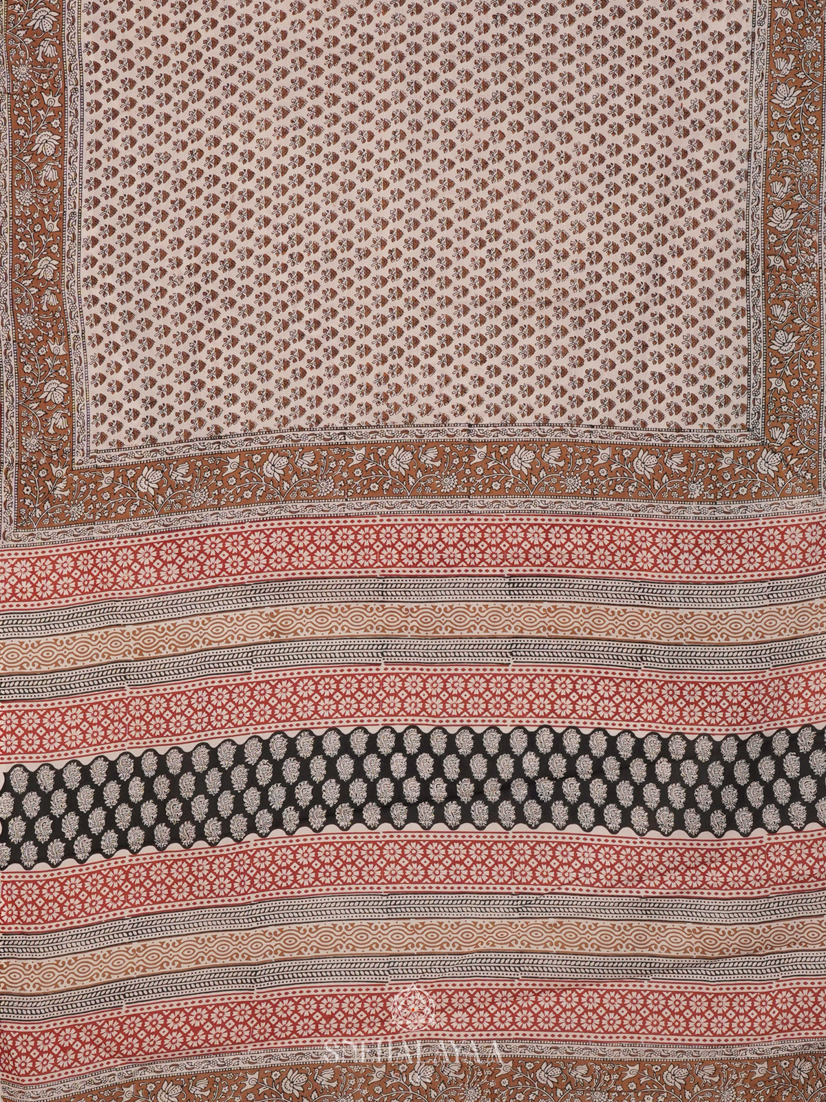 White Jaipur Cotton Saree