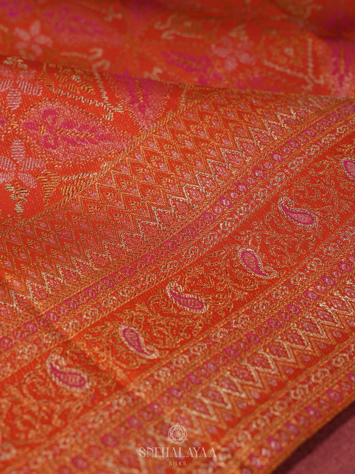 Orange Kanjivaram Silk Saree