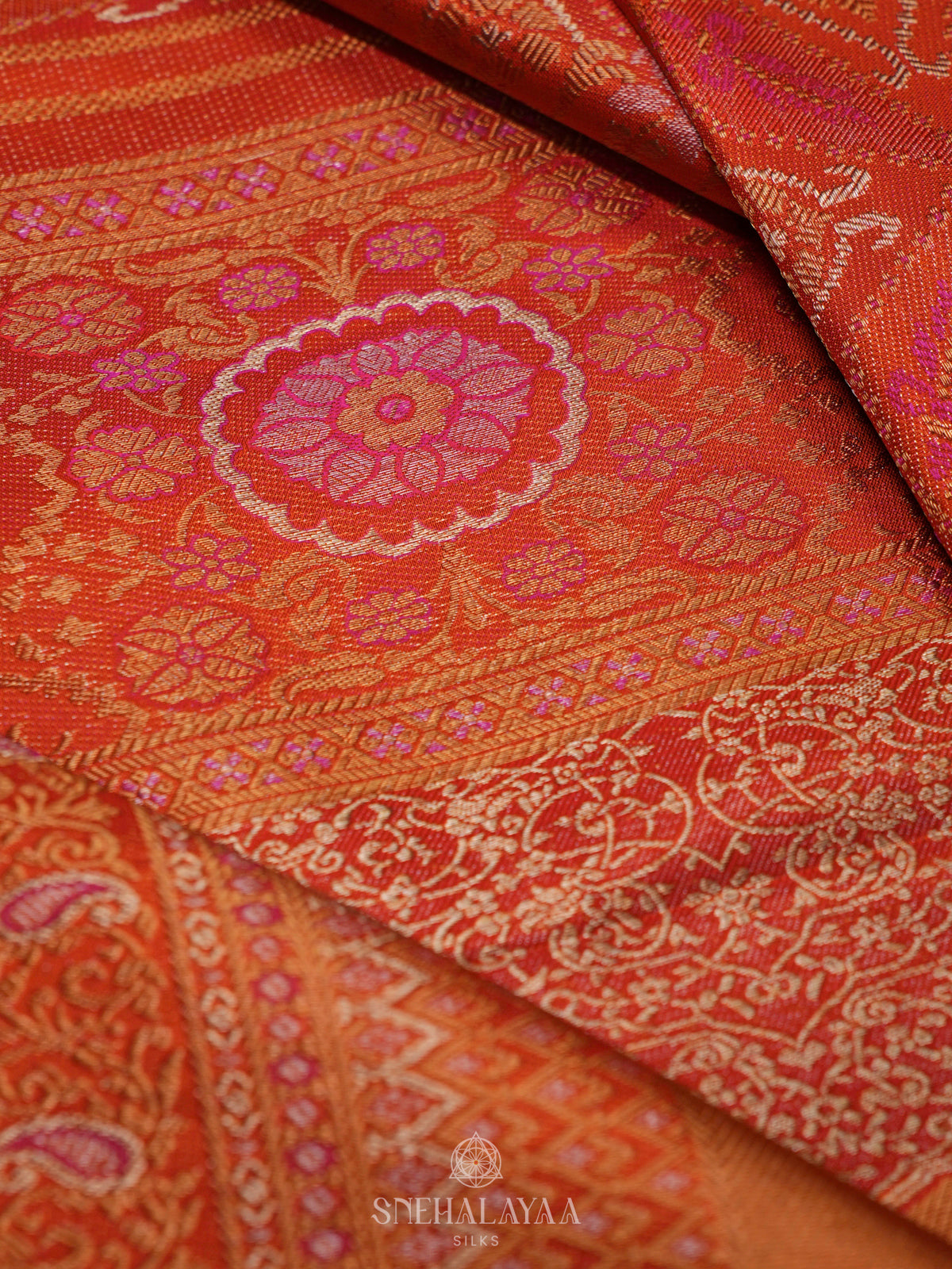 Orange Kanjivaram Silk Saree