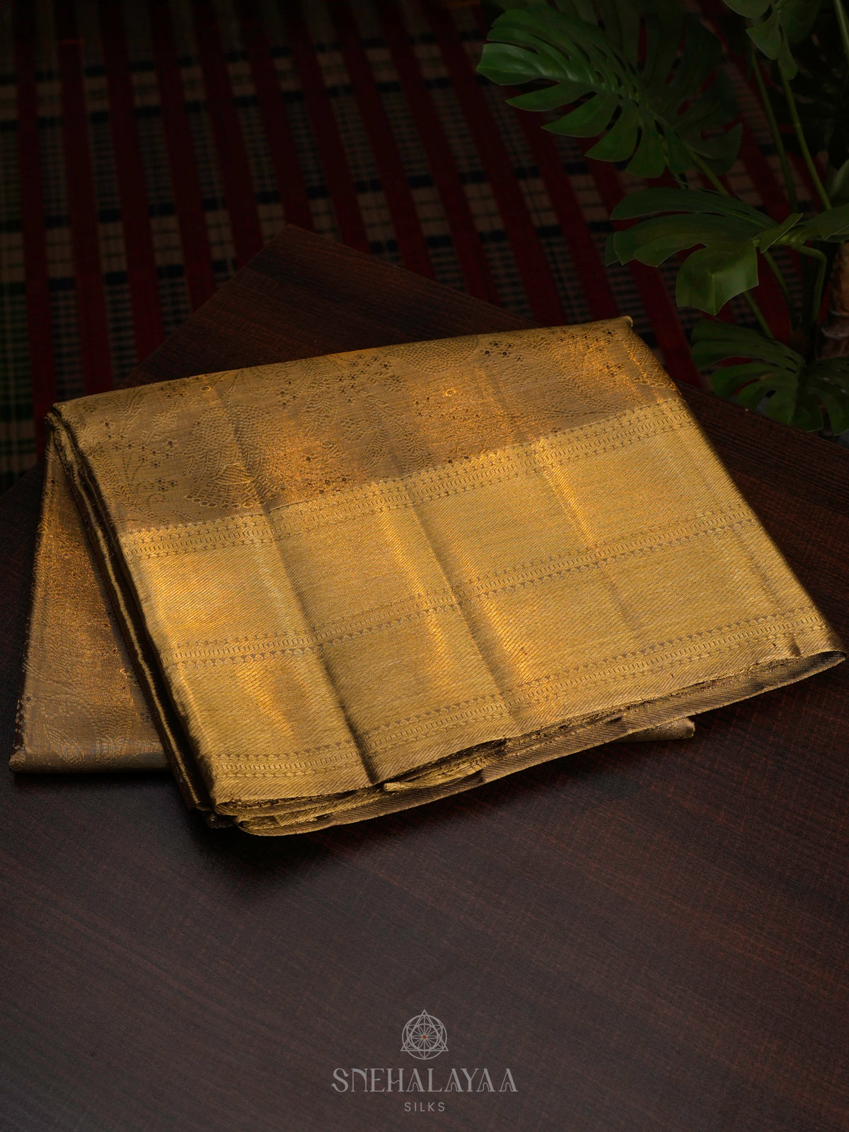 Golden Kanjivaram Silk Saree