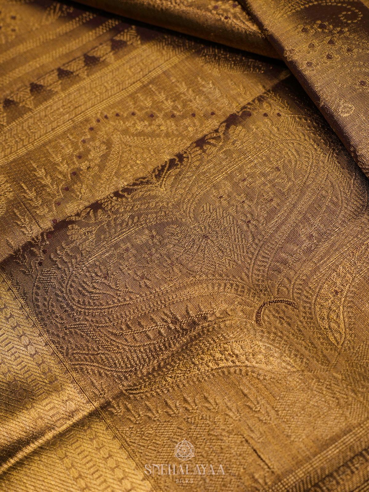 Golden Kanjivaram Silk Saree