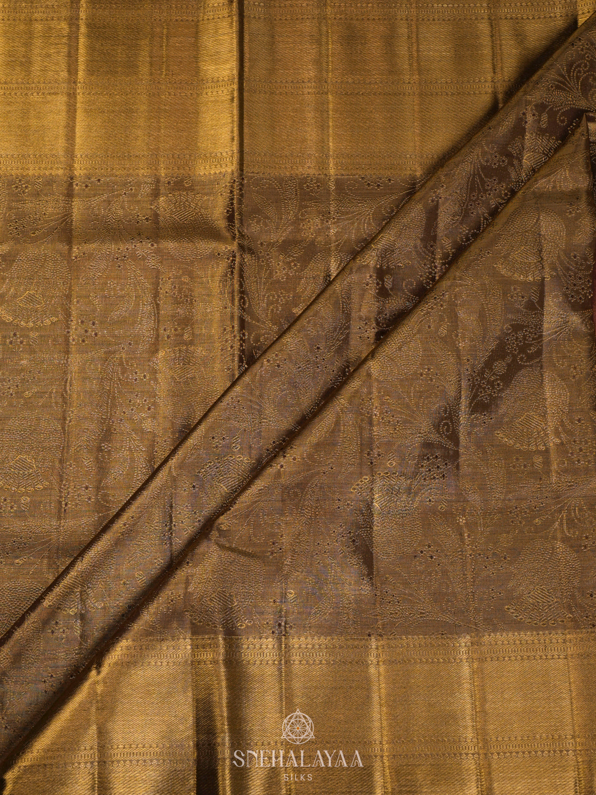 Golden Kanjivaram Silk Saree