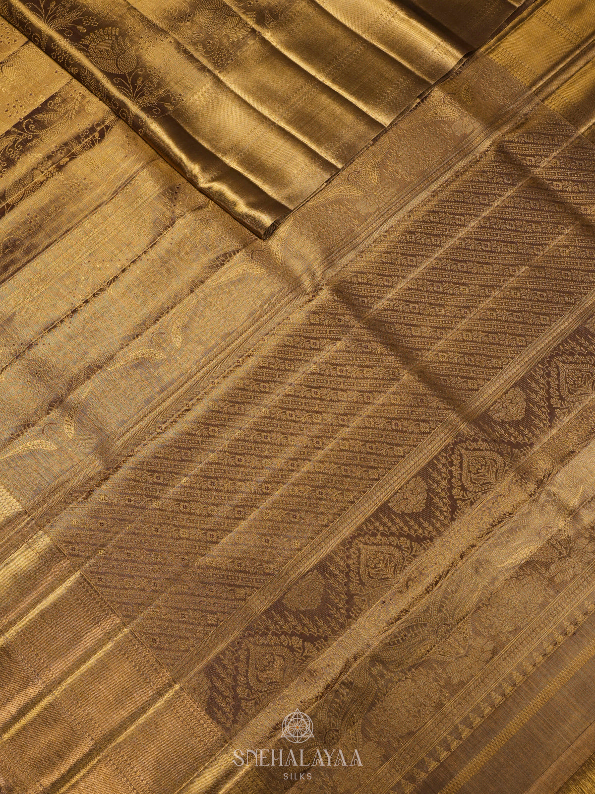 Golden Kanjivaram Silk Saree