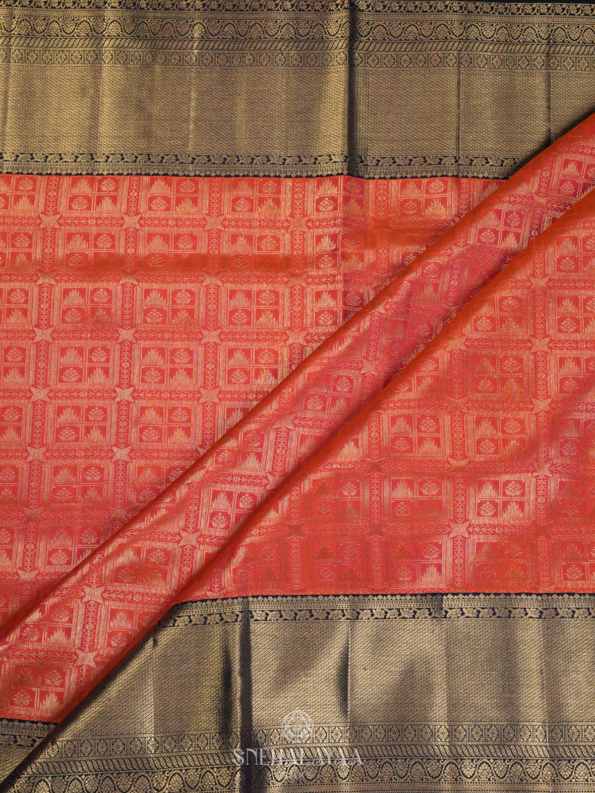 Orange Kanjivaram Silk Saree