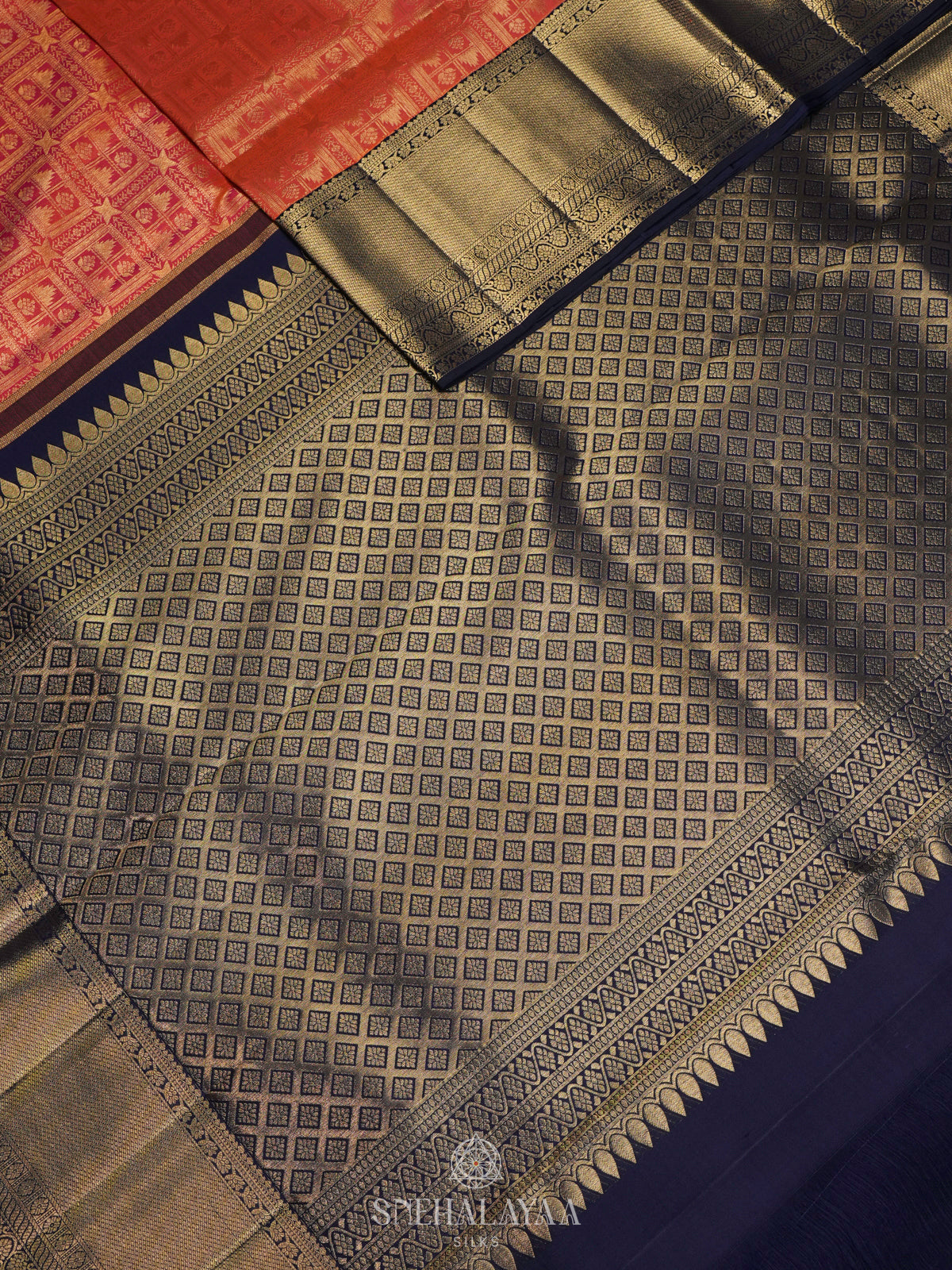 Orange Kanjivaram Silk Saree