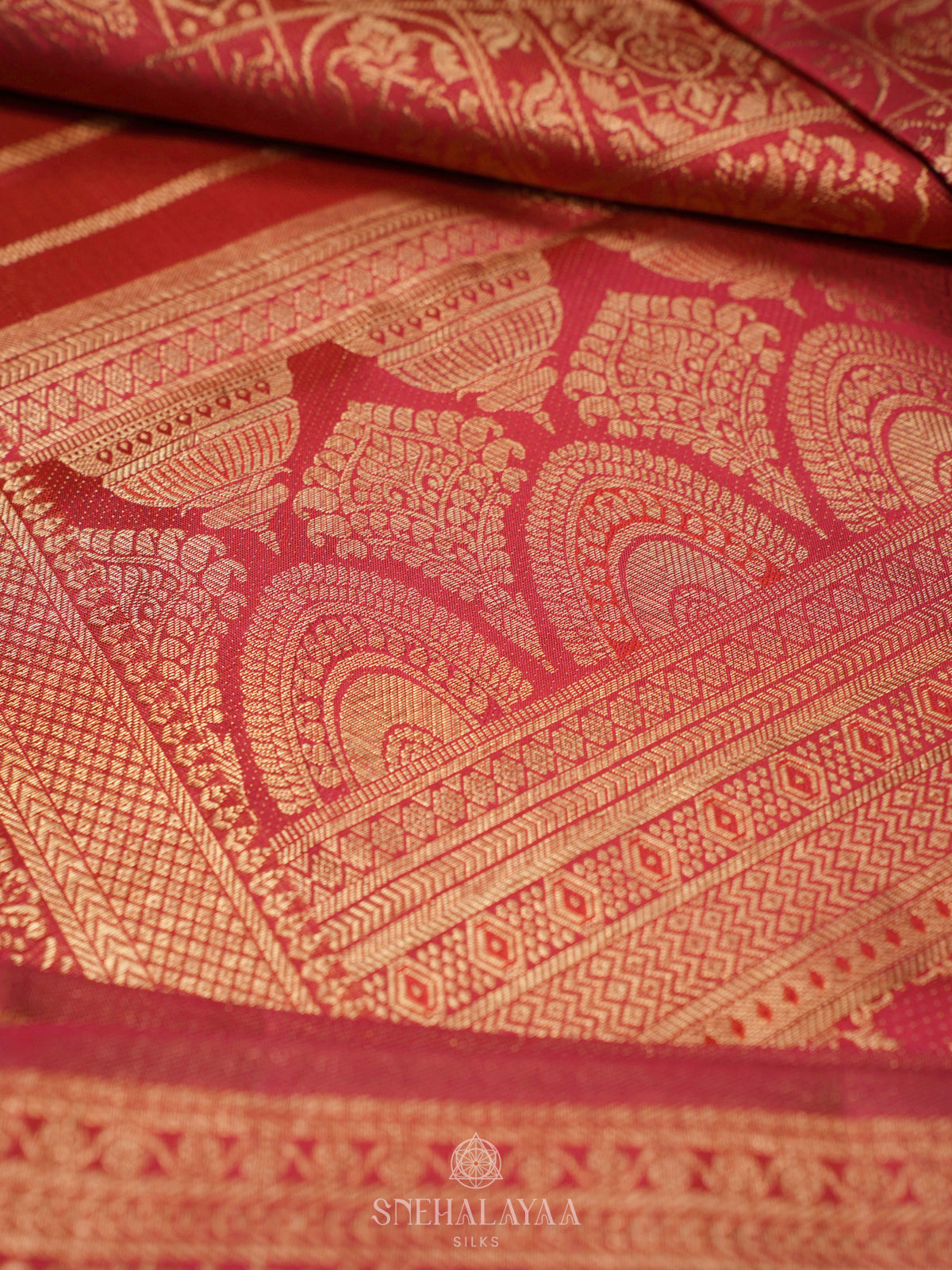 Chill Red Kanjivaram Silk Saree