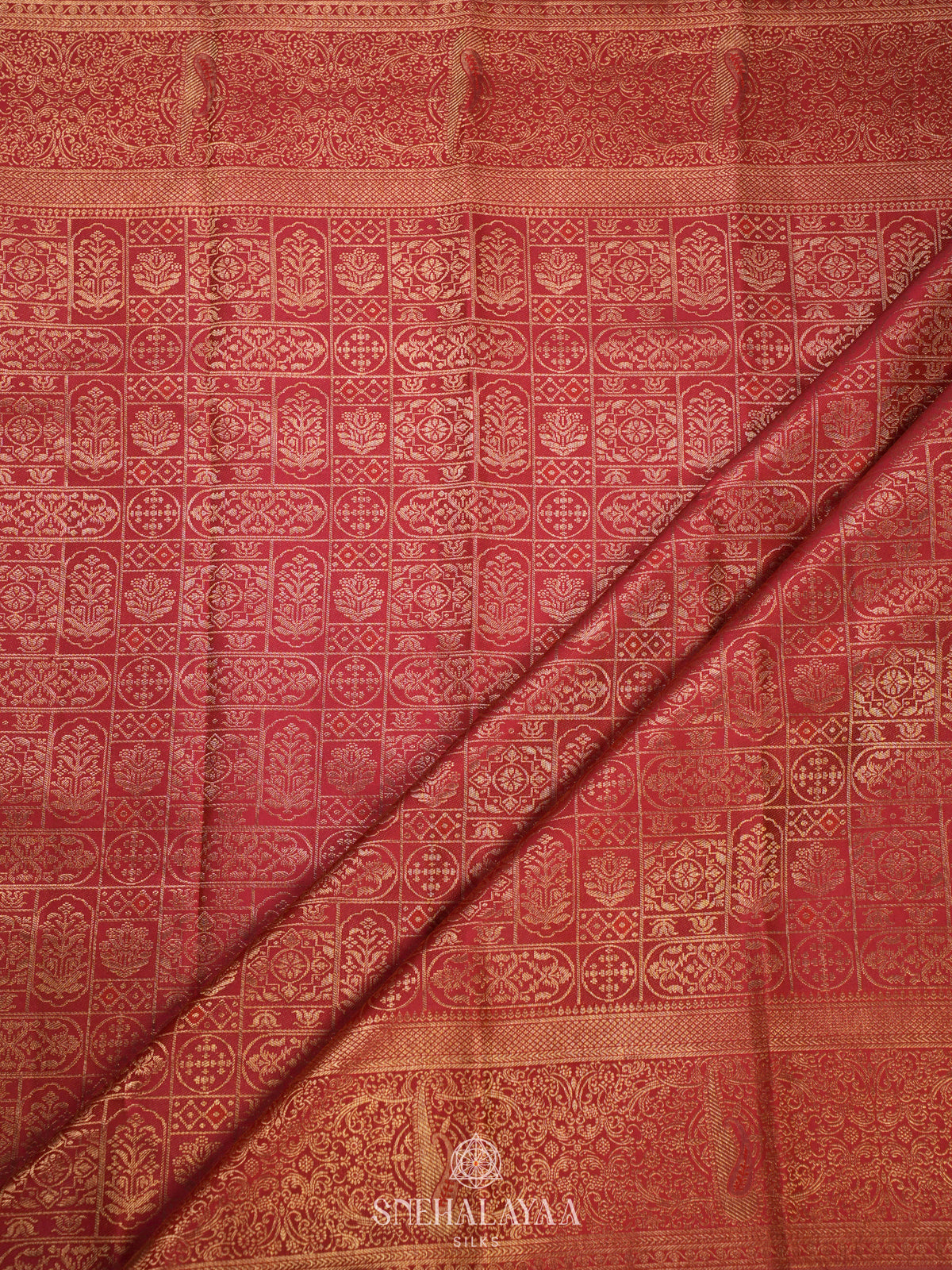 Chill Red Kanjivaram Silk Saree