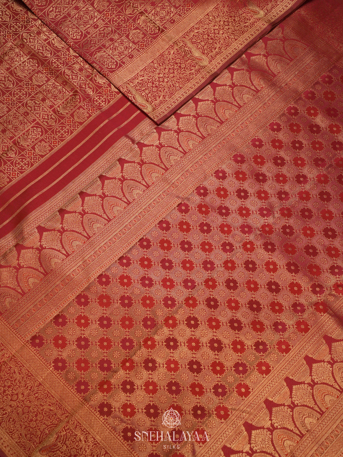 Chill Red Kanjivaram Silk Saree