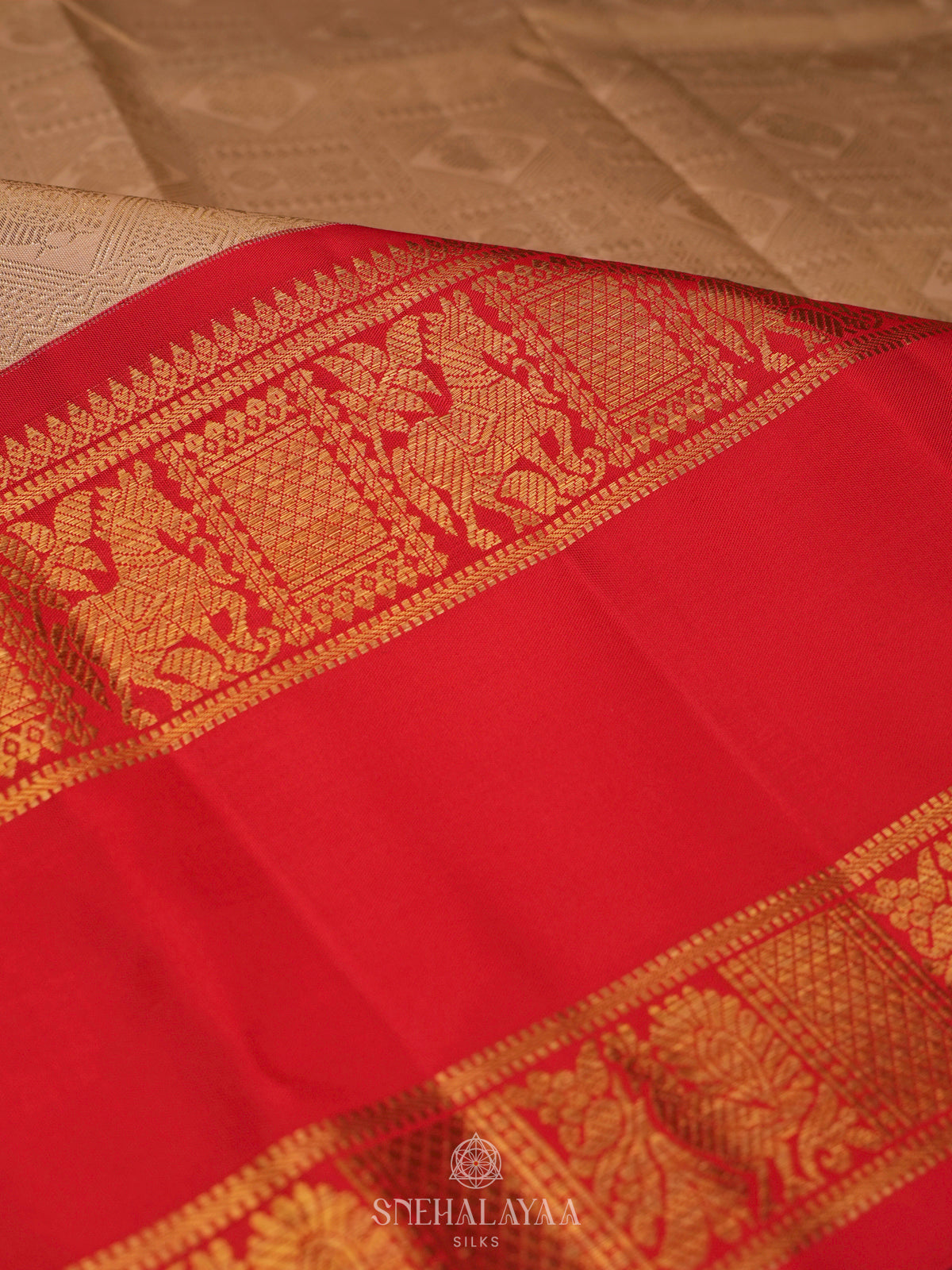 Cream Kanjivaram Silk Saree