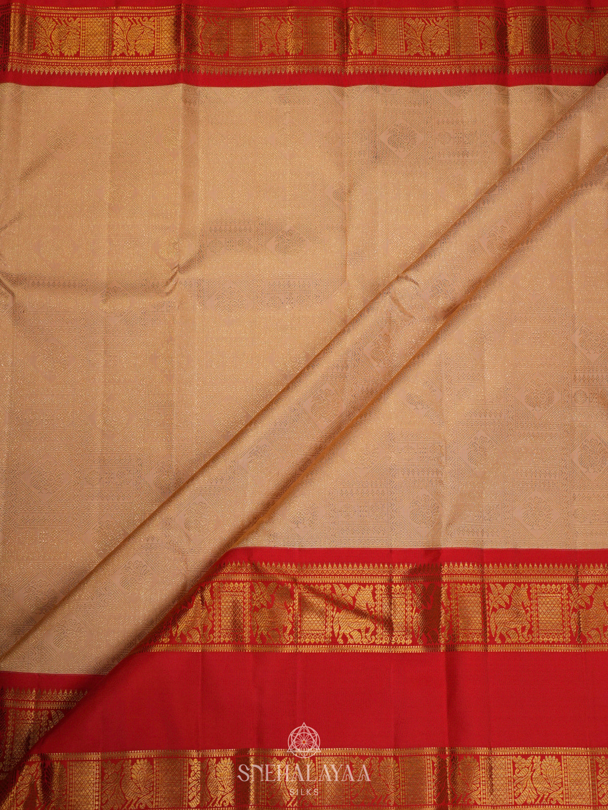 Cream Kanjivaram Silk Saree