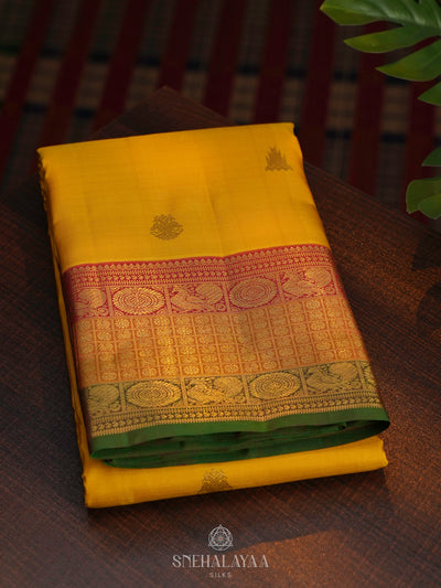 Yellow Kanjivaram Silk Saree