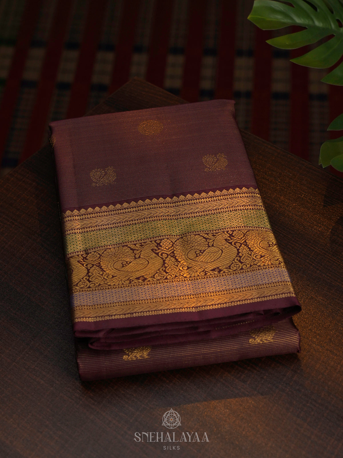 Burgundy Kanjivaram Silk Saree