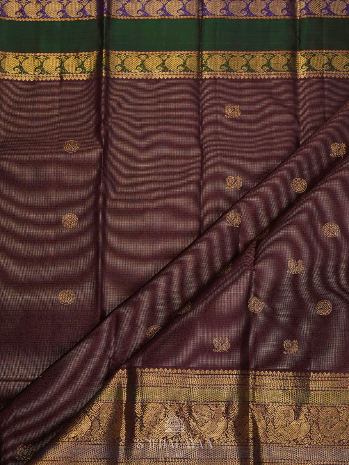Burgundy Kanjivaram Silk Saree