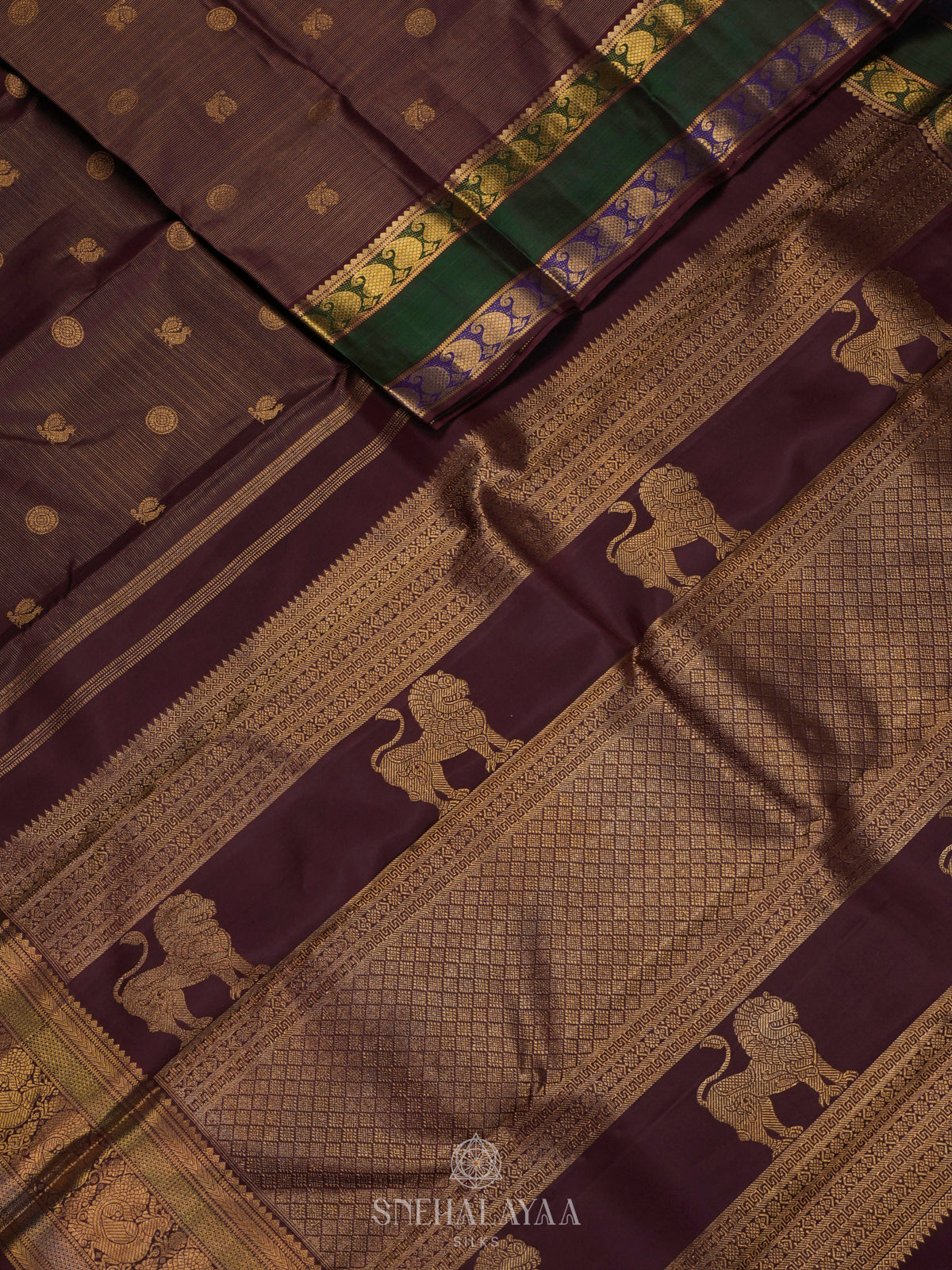 Burgundy Kanjivaram Silk Saree