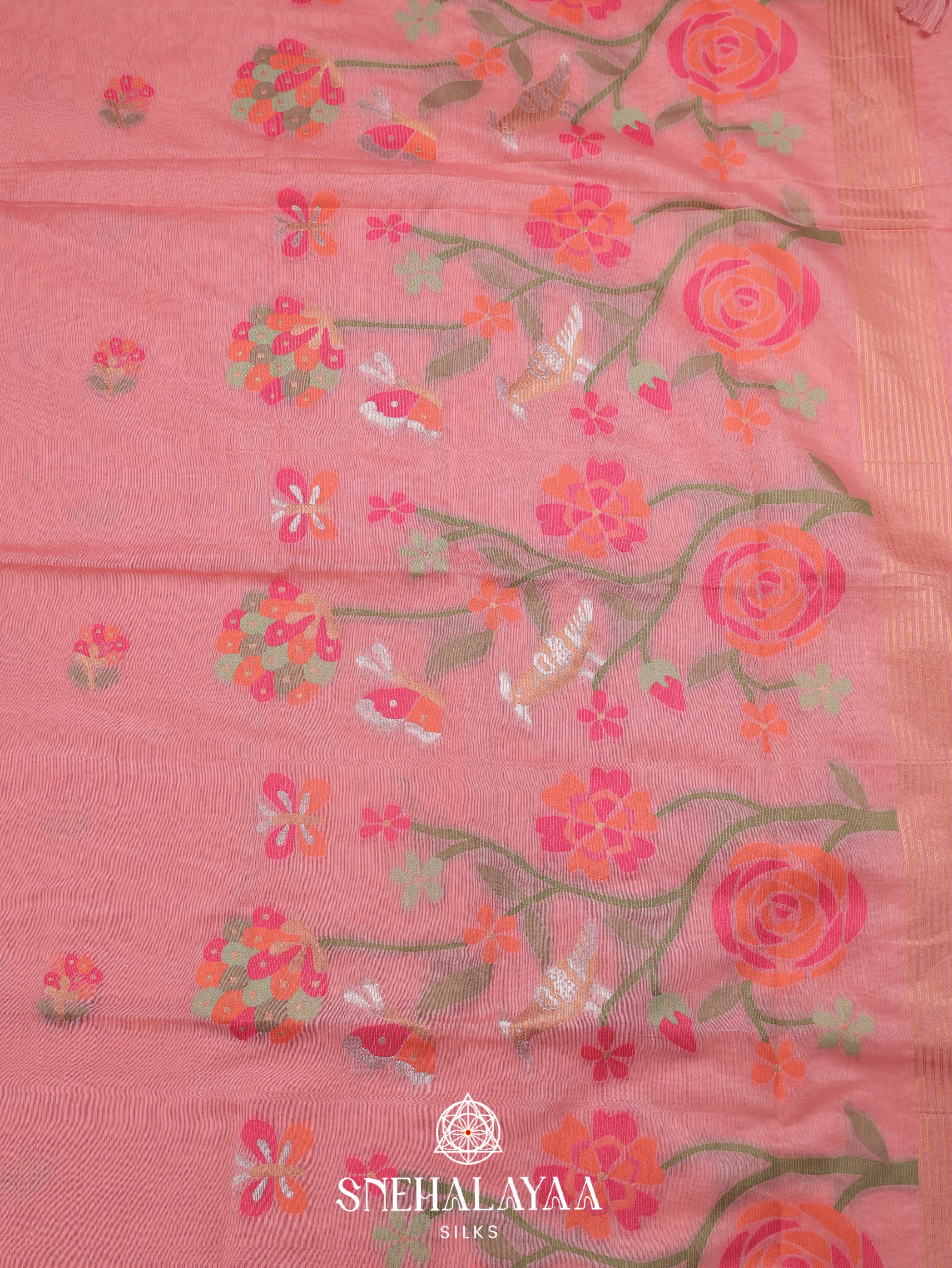 Pink Munga Cotton Saree