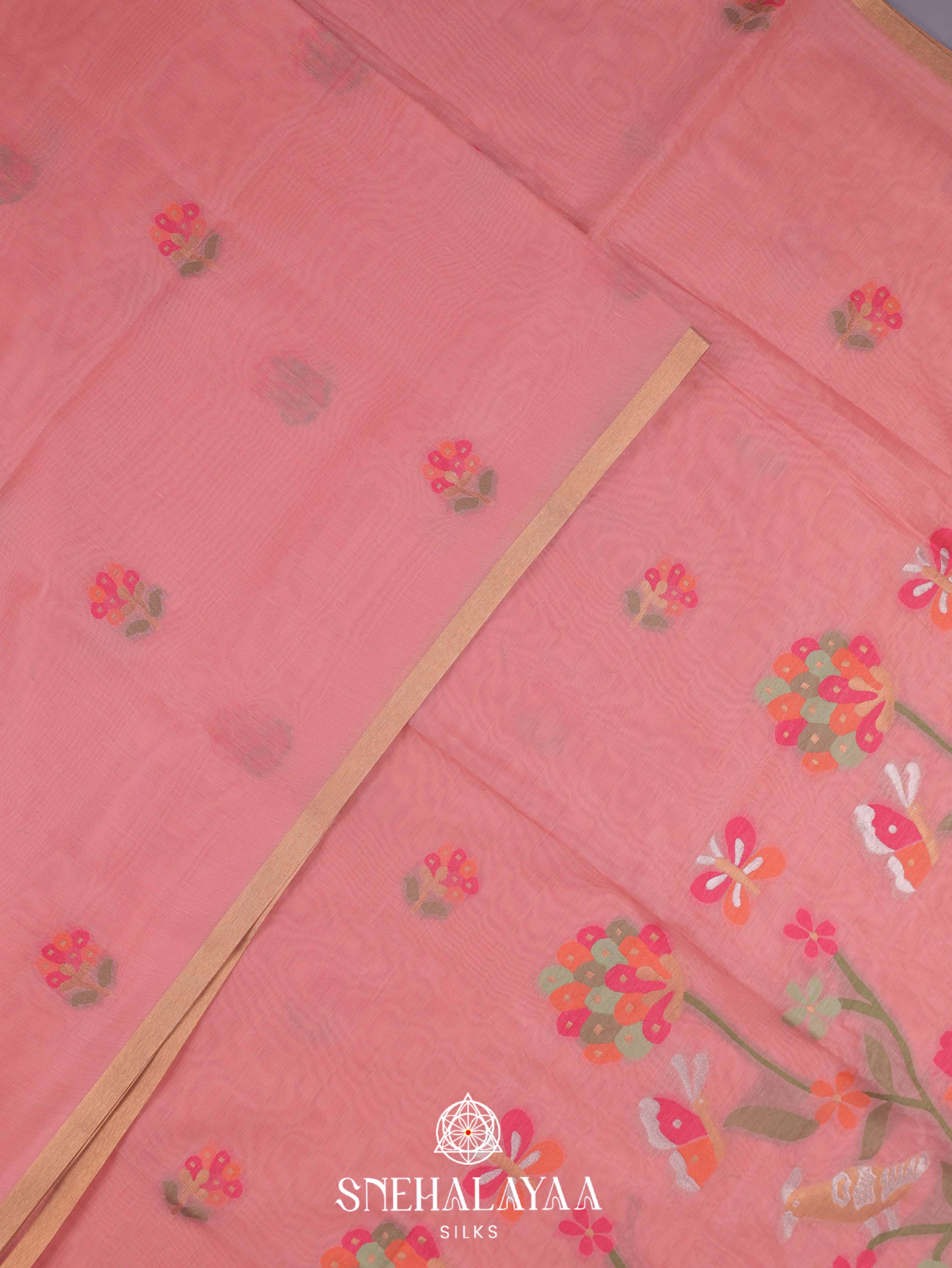 Pink Munga Cotton Saree