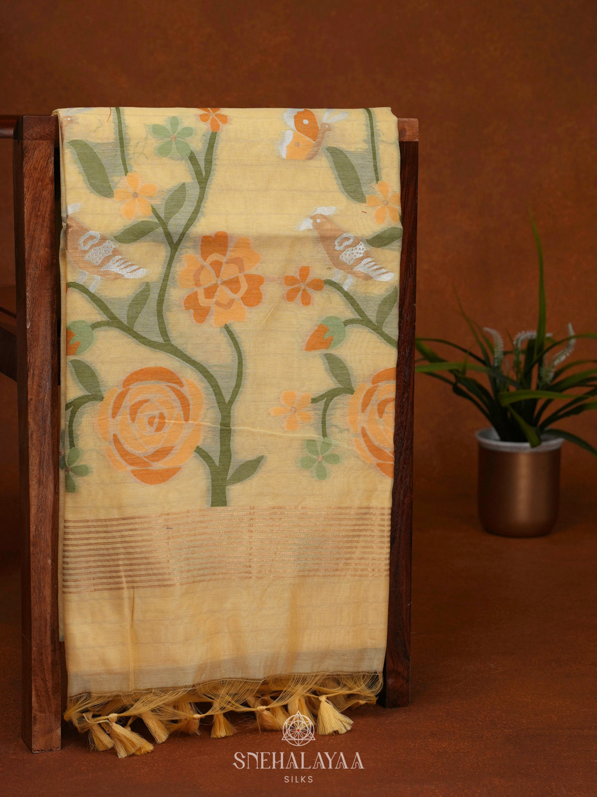 Yellow Munga Cotton Saree