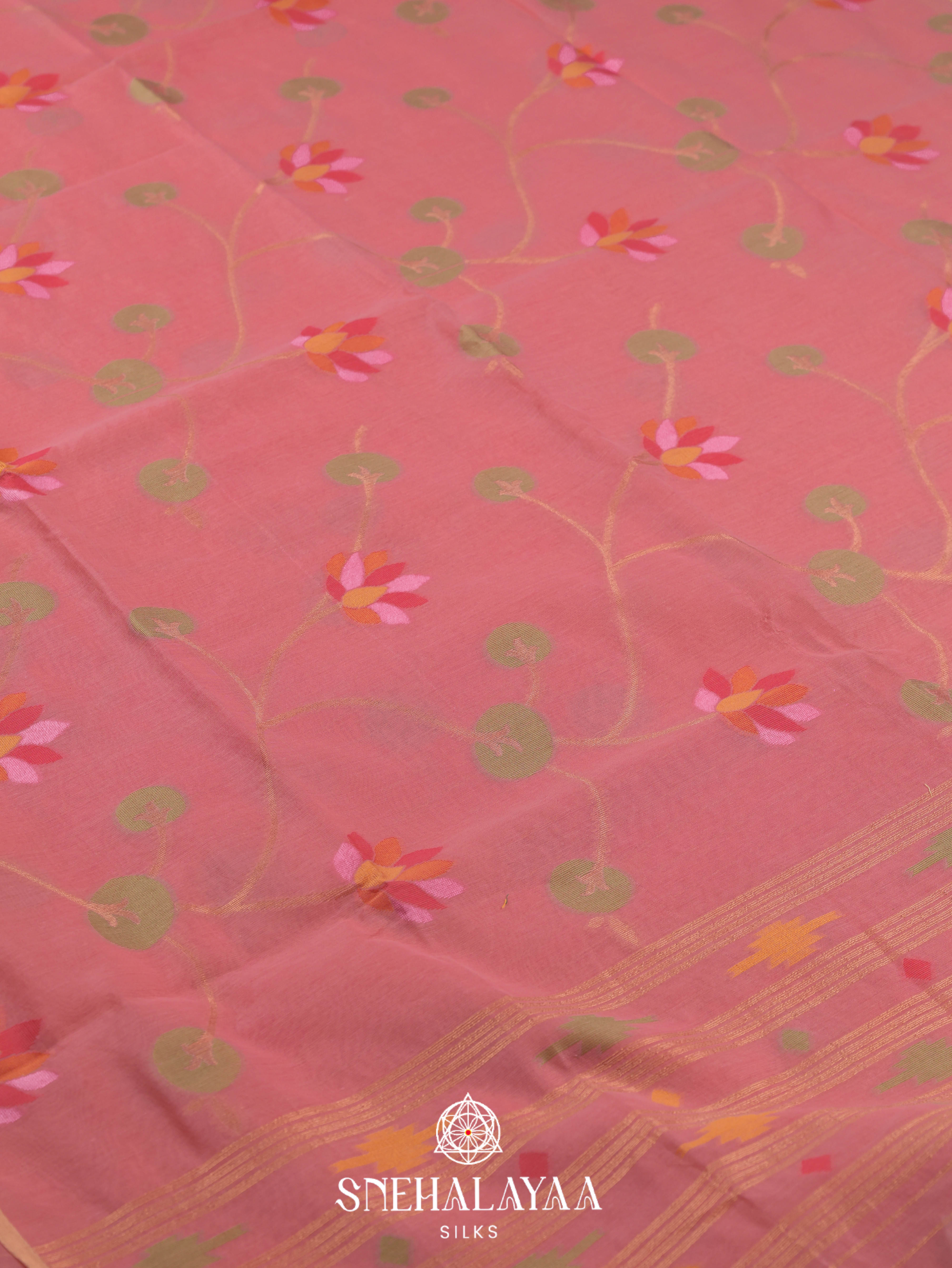 Pink Munga Cotton Saree