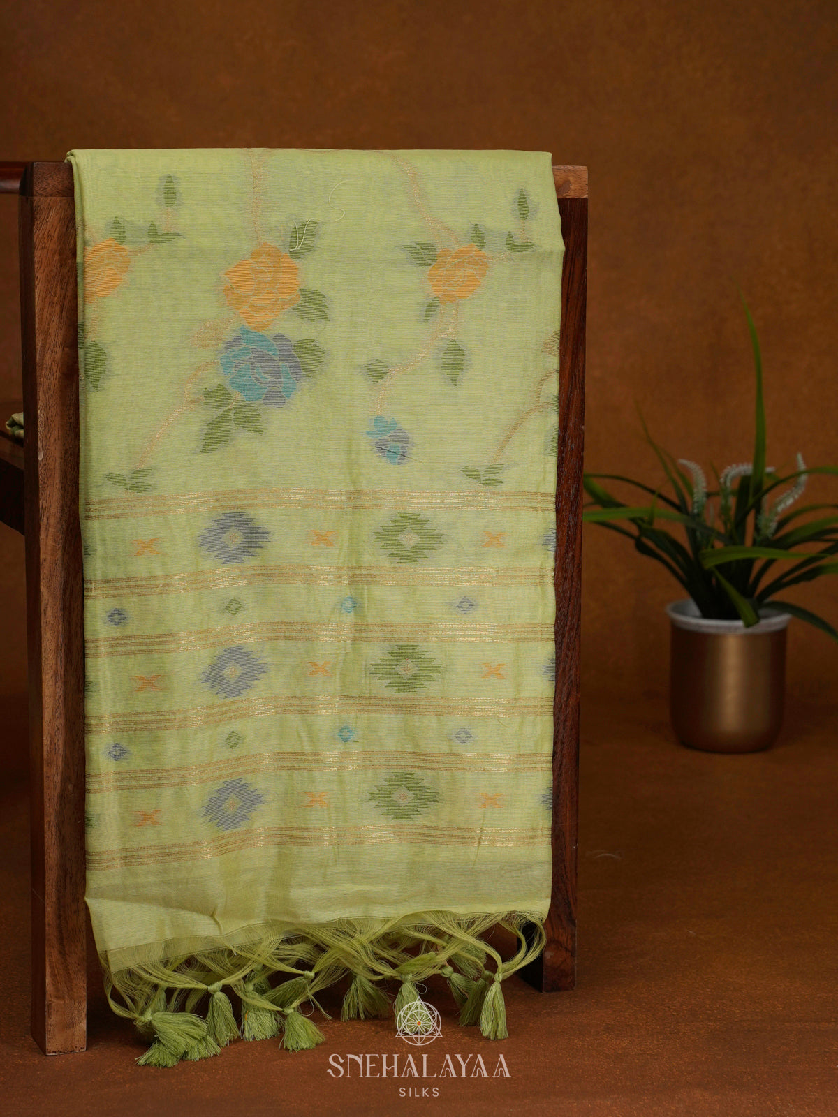 Pistachio Green Munga Cotton Saree
