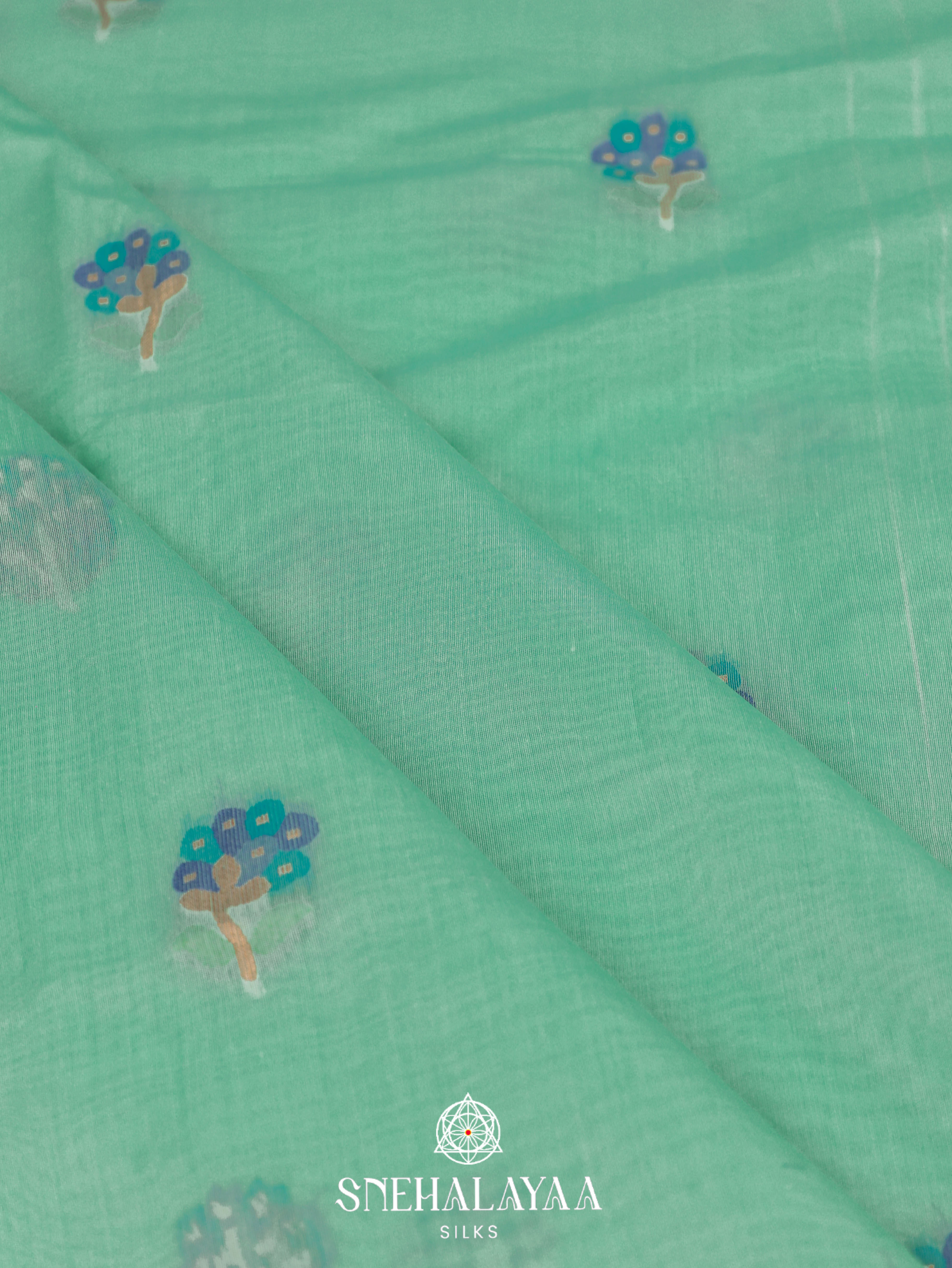 Teal Green Munga Cotton Saree